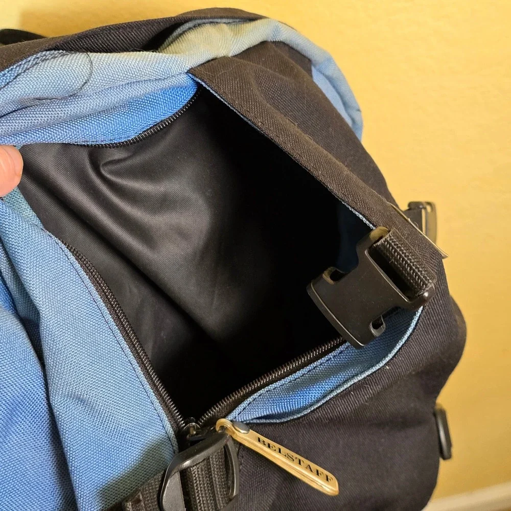 Belstaff Technical Canvas Backpack Black Blue Moto Gorpcore Utility Bag
